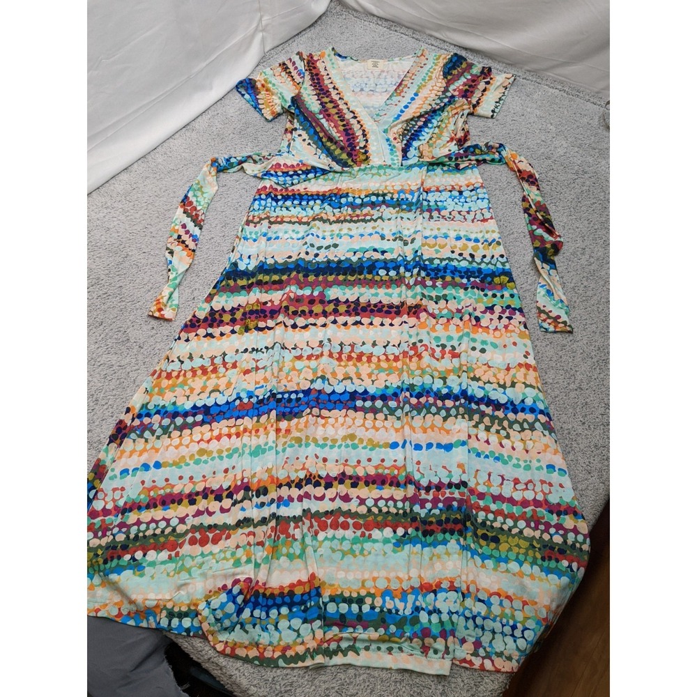 Cap Juluca Aldo Martins Dress L Colorful Abstract Cinco de Mayo Siesta Boho - Picture 2 of 16